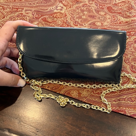 Gucci logo vintage black long patent leather wallet w chain - Picture 5 of 17